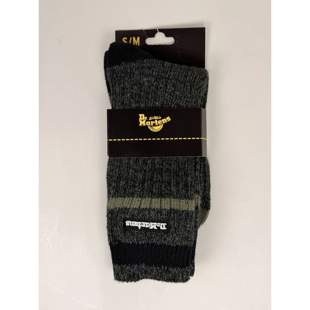 Dr. Martens Men's‎ Cotton Crew Socks, Black/Grey/Olive, Size S/M (3–8)